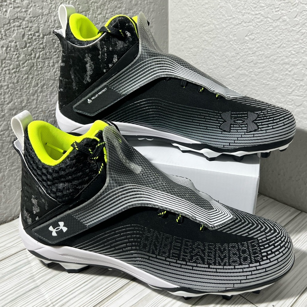 Under Armour Men's Highlight hammer White‎ Football Cleats Shoes black size 13